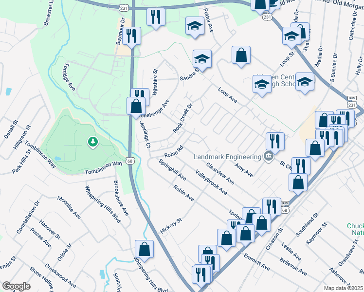 map of restaurants, bars, coffee shops, grocery stores, and more near 319 Clearview Ave in Bowling Green