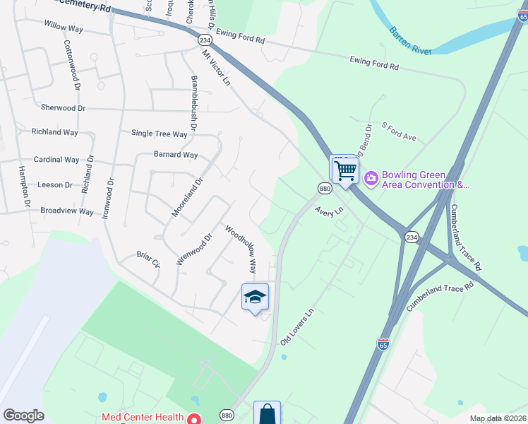 map of restaurants, bars, coffee shops, grocery stores, and more near 855 Lovers Lane in Bowling Green