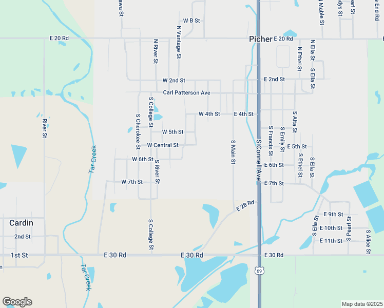 map of restaurants, bars, coffee shops, grocery stores, and more near in Picher