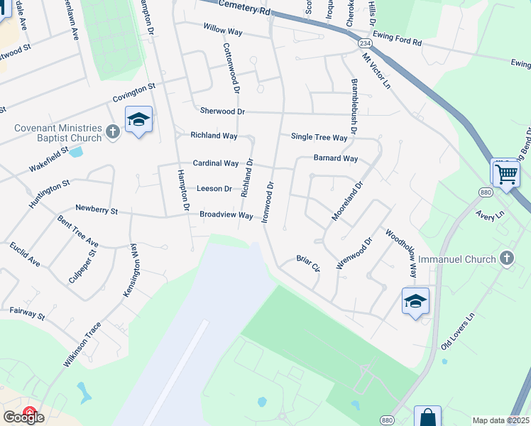 map of restaurants, bars, coffee shops, grocery stores, and more near 870 Ironwood Drive in Bowling Green
