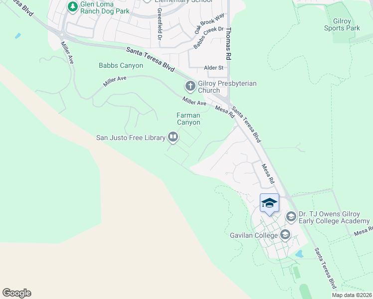map of restaurants, bars, coffee shops, grocery stores, and more near 5807 Casita Way in Gilroy