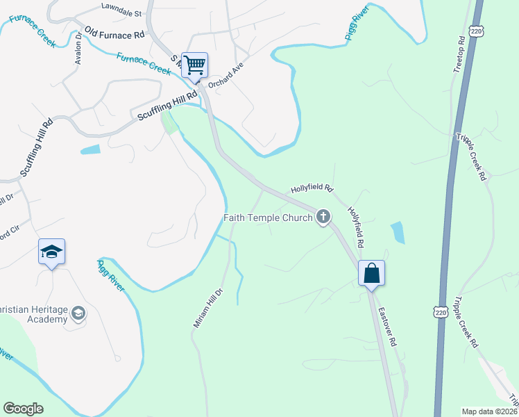map of restaurants, bars, coffee shops, grocery stores, and more near 400 Miriam Hill Drive in Rocky Mount