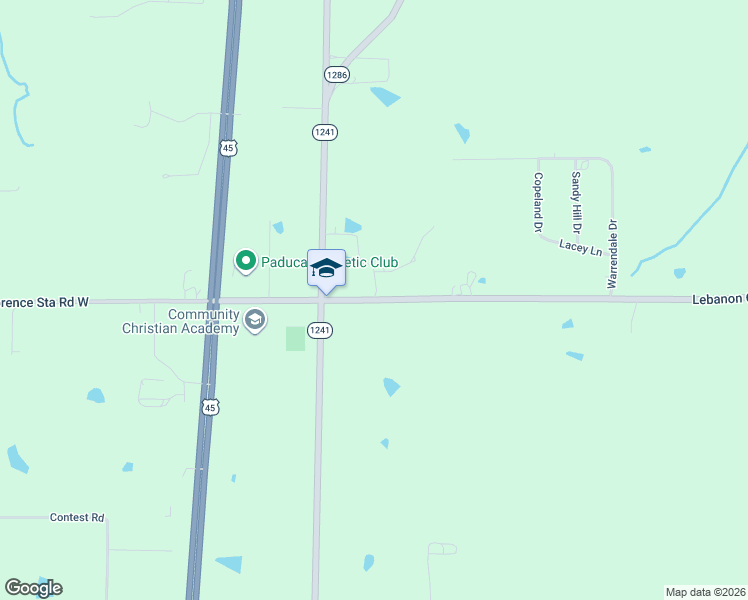 map of restaurants, bars, coffee shops, grocery stores, and more near 460 Lebanon Church Road in Paducah