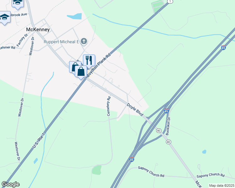 map of restaurants, bars, coffee shops, grocery stores, and more near 11101 Marguerita D Ragsdale Street in McKenney