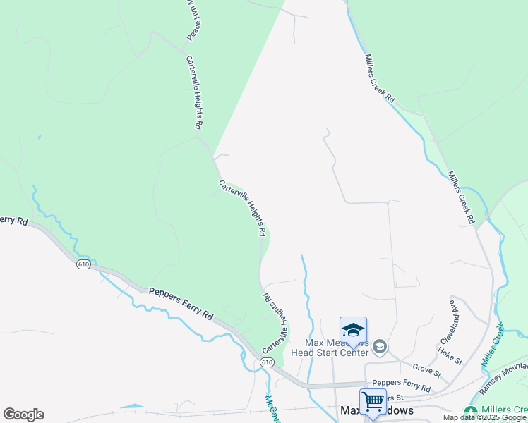 map of restaurants, bars, coffee shops, grocery stores, and more near 348 Carterville Heights Road in Wytheville
