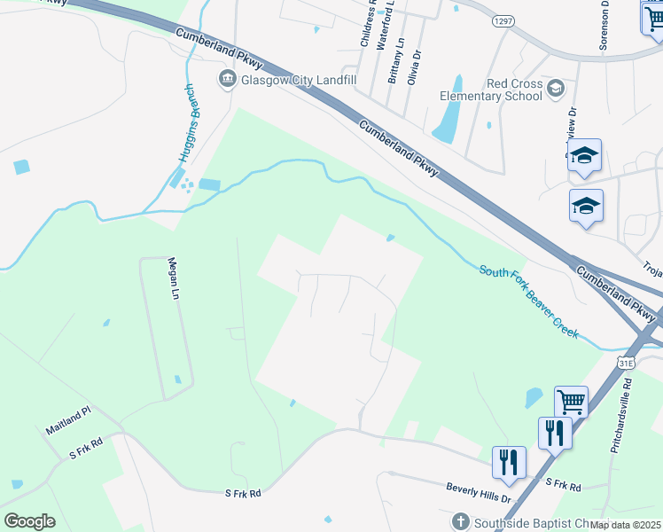 map of restaurants, bars, coffee shops, grocery stores, and more near Oak Leaf Street in Glasgow