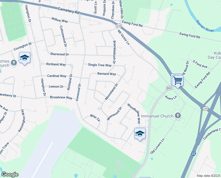 map of restaurants, bars, coffee shops, grocery stores, and more near 801-899 Villa Ct in Bowling Green