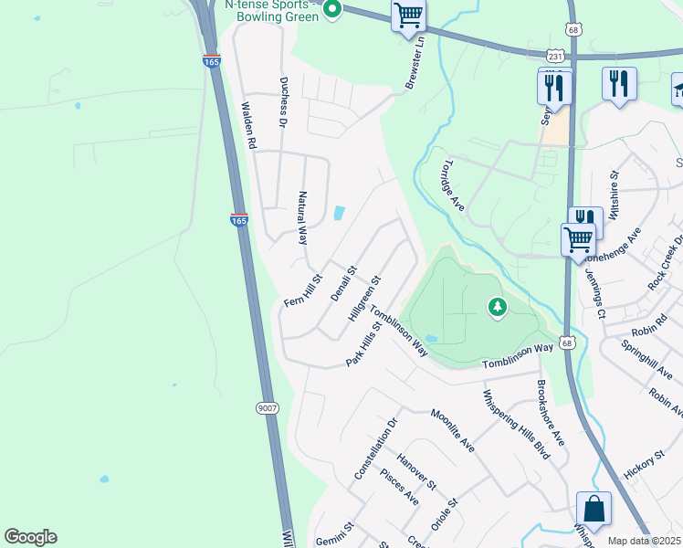 map of restaurants, bars, coffee shops, grocery stores, and more near 662 Caesar Ridge Drive in Bowling Green