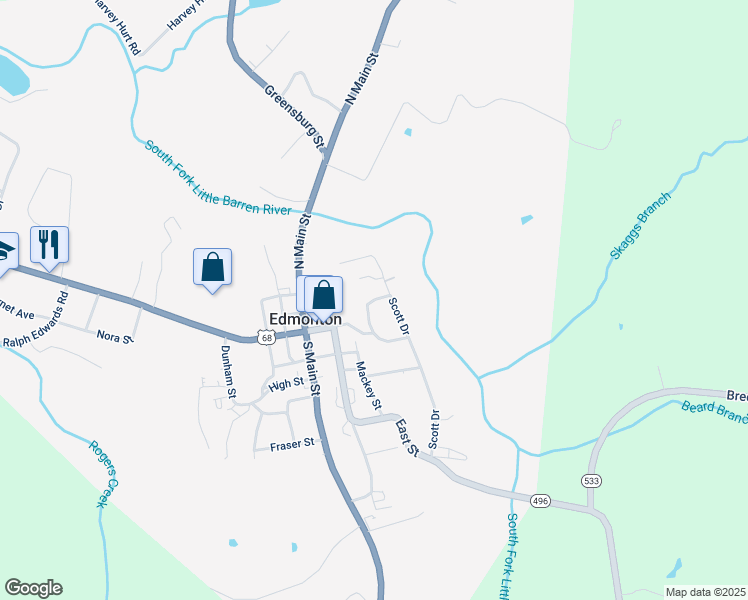 map of restaurants, bars, coffee shops, grocery stores, and more near Muncie Court in Edmonton