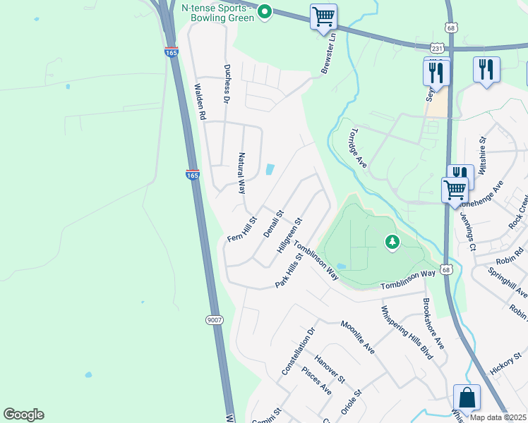 map of restaurants, bars, coffee shops, grocery stores, and more near 662 Caesar Ridge Drive in Bowling Green