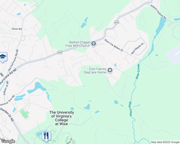 map of restaurants, bars, coffee shops, grocery stores, and more near 6101 Shortridge Street in Wise