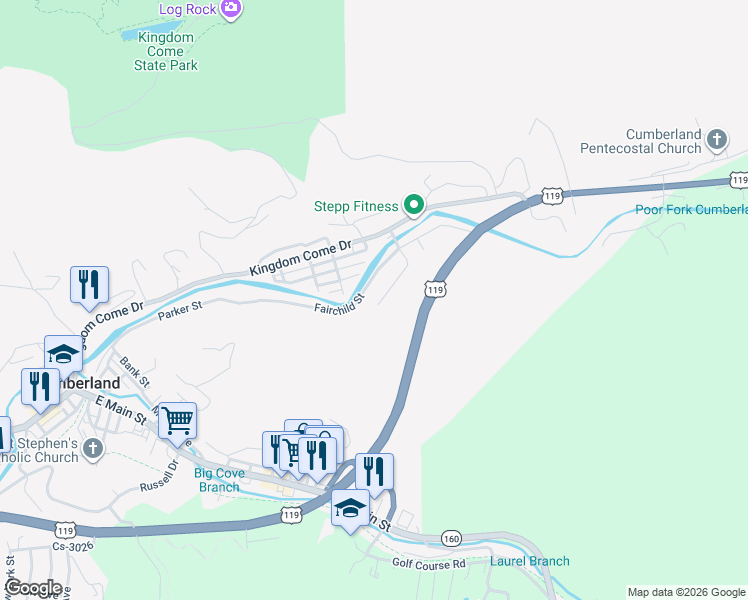 map of restaurants, bars, coffee shops, grocery stores, and more near 1211 Lynn Street in Cumberland