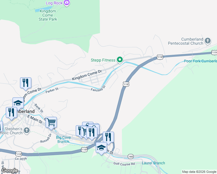 map of restaurants, bars, coffee shops, grocery stores, and more near 1211 Lynn Street in Cumberland
