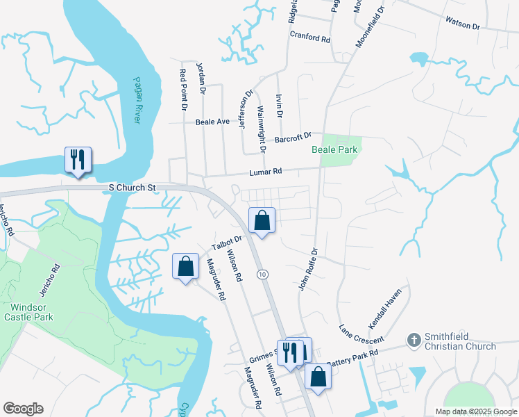 map of restaurants, bars, coffee shops, grocery stores, and more near 105 Saint Paul's Avenue in Smithfield