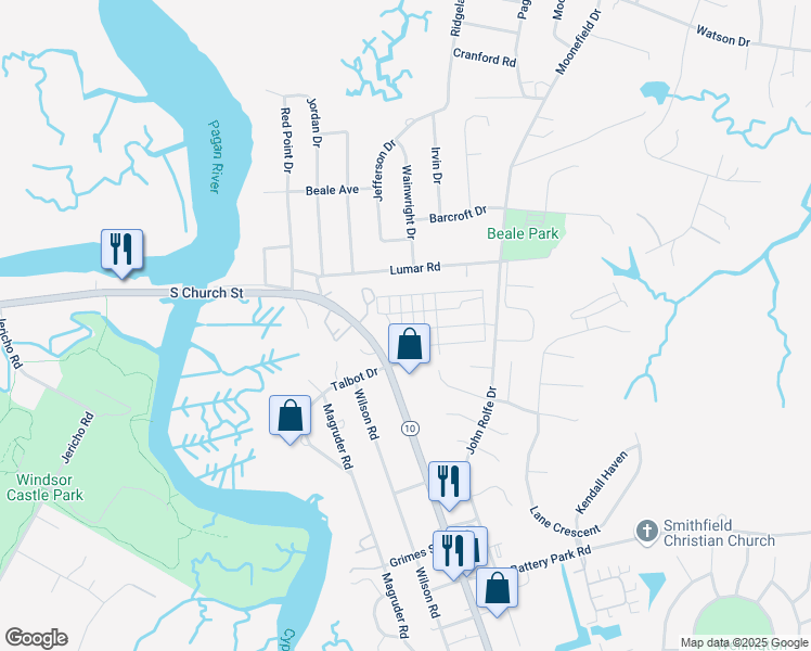 map of restaurants, bars, coffee shops, grocery stores, and more near 105 Saint Paul's Avenue in Smithfield