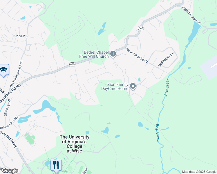 map of restaurants, bars, coffee shops, grocery stores, and more near 6101 Shortridge Street in Wise