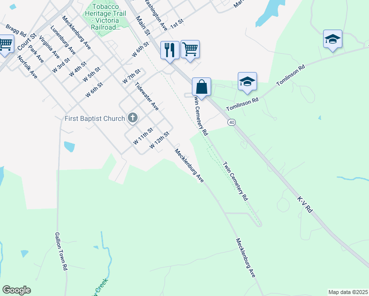 map of restaurants, bars, coffee shops, grocery stores, and more near 1256 Mecklenburg Avenue in Victoria