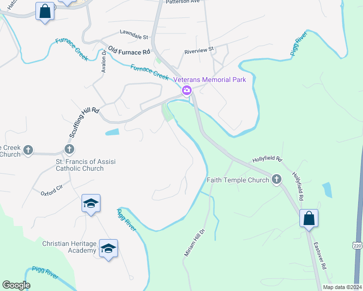map of restaurants, bars, coffee shops, grocery stores, and more near Old Fort Road in Rocky Mount