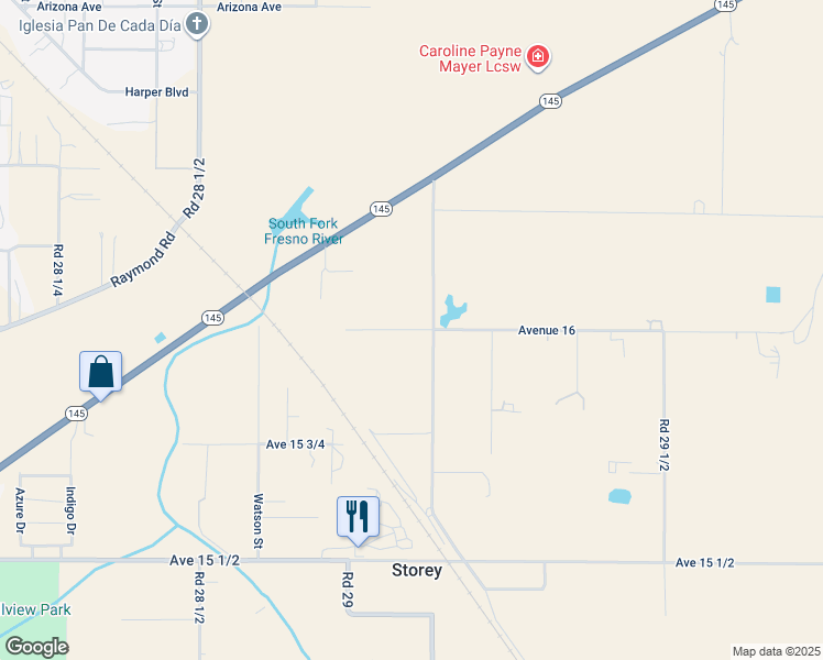 map of restaurants, bars, coffee shops, grocery stores, and more near 28856 Avenue 16 in Madera