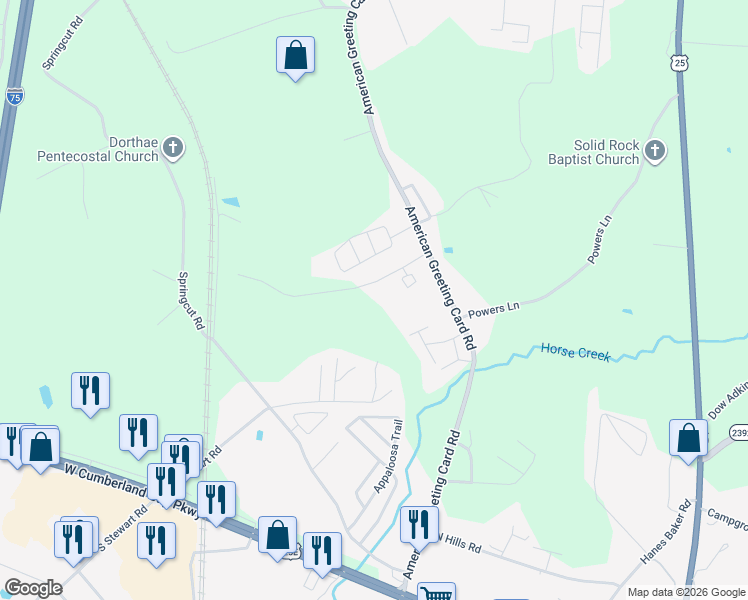 map of restaurants, bars, coffee shops, grocery stores, and more near 1-199 Robert E Cox Road in Corbin
