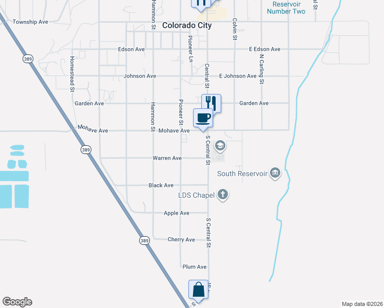 map of restaurants, bars, coffee shops, grocery stores, and more near 40 Warren Avenue in Colorado City
