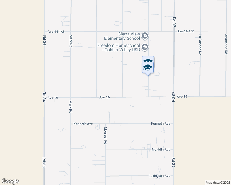 map of restaurants, bars, coffee shops, grocery stores, and more near 36558 Avenue 16 in Madera