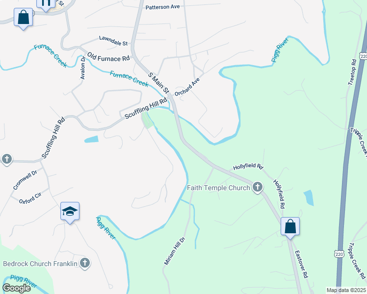 map of restaurants, bars, coffee shops, grocery stores, and more near 1300 South Main Street in Rocky Mount