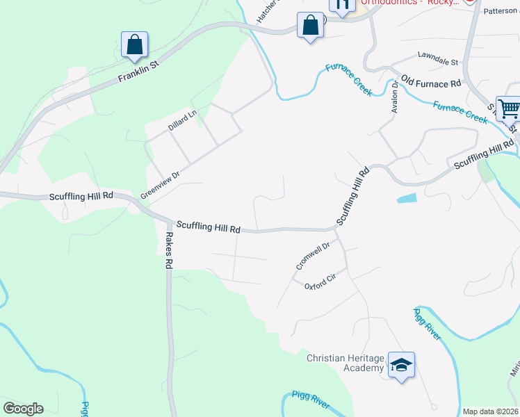 map of restaurants, bars, coffee shops, grocery stores, and more near 94 Stoney Mill Road in Rocky Mount