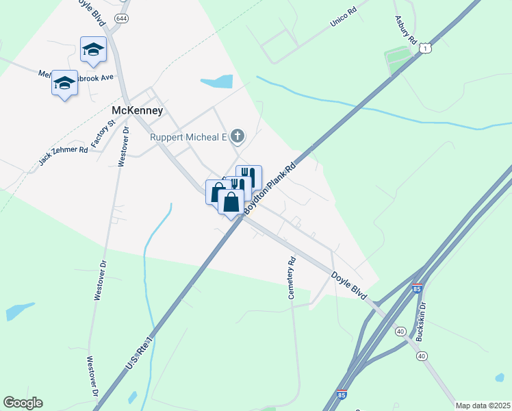map of restaurants, bars, coffee shops, grocery stores, and more near 11101 Marguerita D Ragsdale Street in McKenney