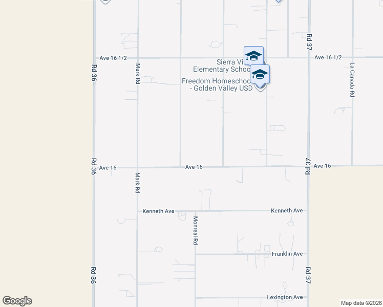 map of restaurants, bars, coffee shops, grocery stores, and more near 16181 Monreal Road in Madera