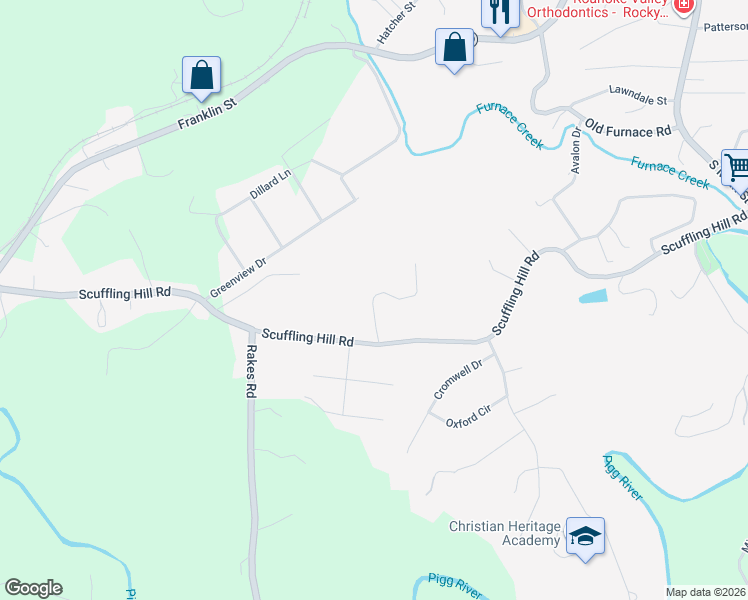 map of restaurants, bars, coffee shops, grocery stores, and more near 94 Stoney Mill Road in Rocky Mount