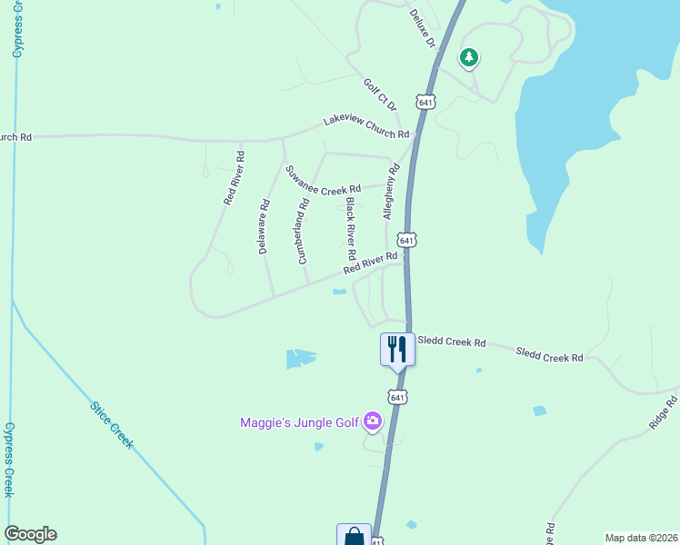 map of restaurants, bars, coffee shops, grocery stores, and more near 214 Red River Road in Gilbertsville