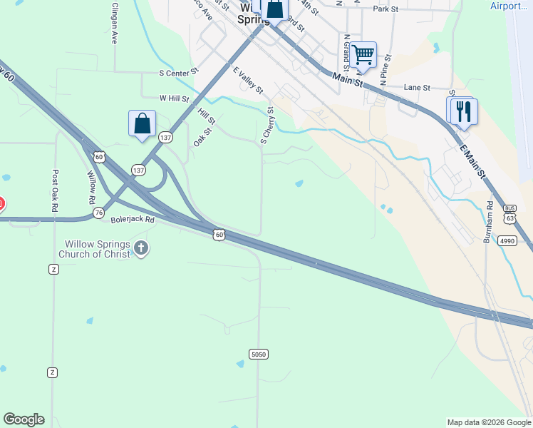 map of restaurants, bars, coffee shops, grocery stores, and more near 709 Hill Street in Willow Springs
