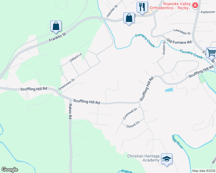map of restaurants, bars, coffee shops, grocery stores, and more near 94 Stoney Mill Road in Rocky Mount