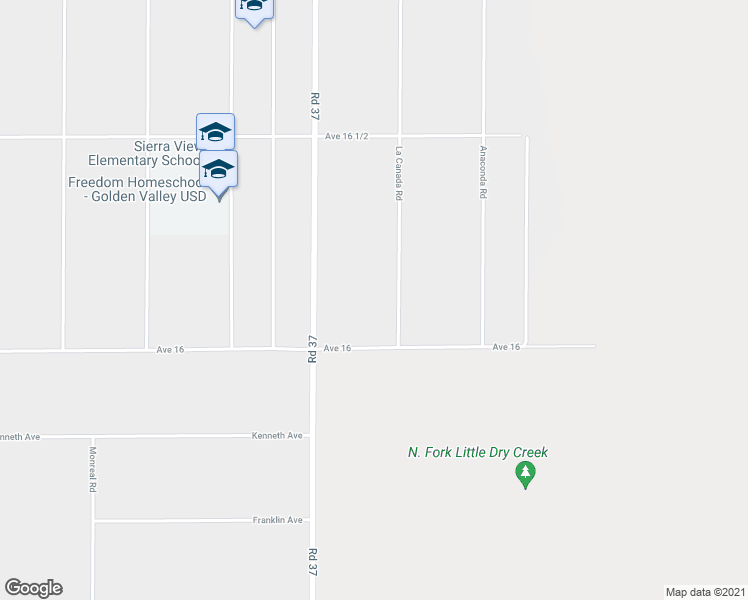 map of restaurants, bars, coffee shops, grocery stores, and more near 16100 La Canada Road in Madera