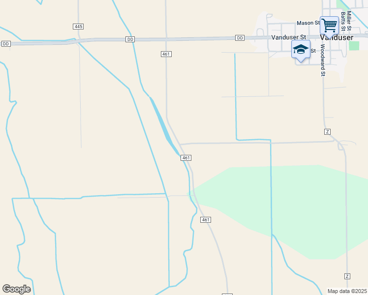map of restaurants, bars, coffee shops, grocery stores, and more near in Vanduser