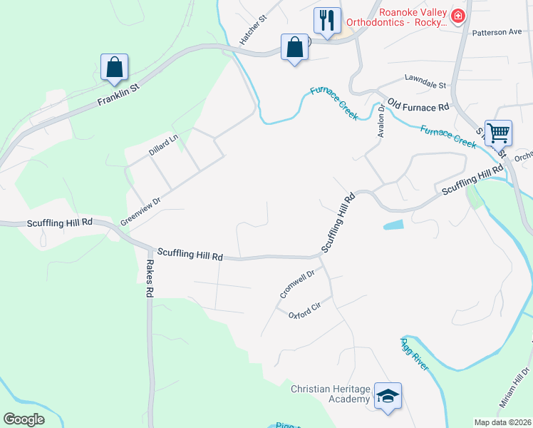map of restaurants, bars, coffee shops, grocery stores, and more near 245 Stoney Mill Road in Rocky Mount