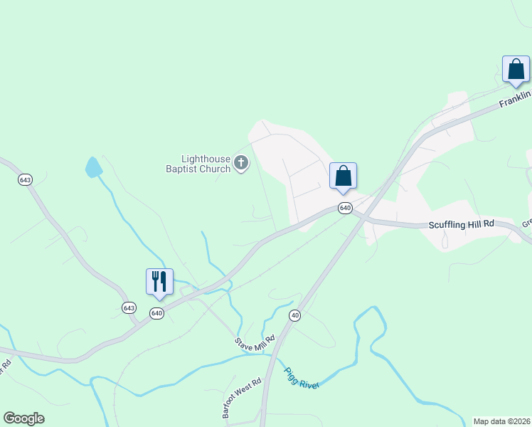 map of restaurants, bars, coffee shops, grocery stores, and more near 161-201 Highfield Road in Rocky Mount
