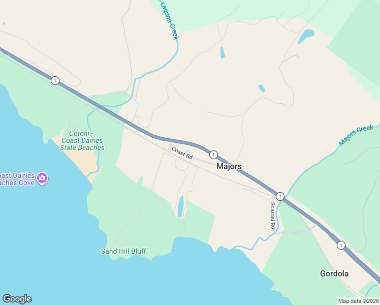 map of restaurants, bars, coffee shops, grocery stores, and more near 5500 Coast Road in Santa Cruz