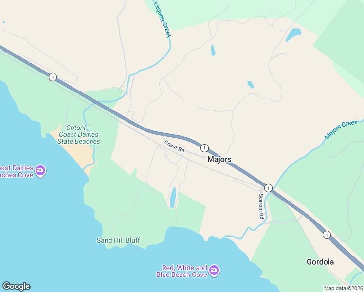 map of restaurants, bars, coffee shops, grocery stores, and more near 5500 Coast Road in Santa Cruz