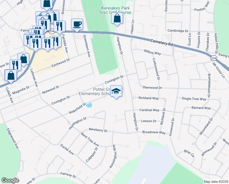 map of restaurants, bars, coffee shops, grocery stores, and more near 615 Wakefield Street in Bowling Green