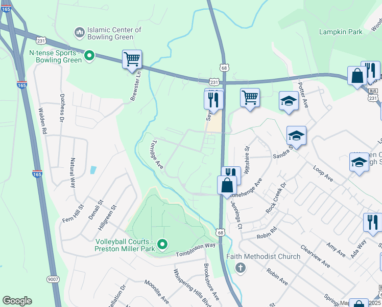 map of restaurants, bars, coffee shops, grocery stores, and more near 272 Audley Avenue in Bowling Green