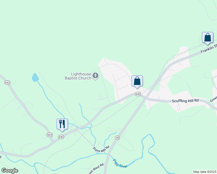 map of restaurants, bars, coffee shops, grocery stores, and more near 160 Highfield Road in Rocky Mount