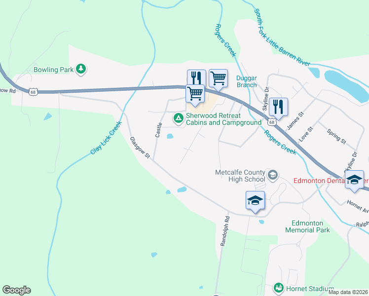 map of restaurants, bars, coffee shops, grocery stores, and more near 257-299 Miller Street in Edmonton