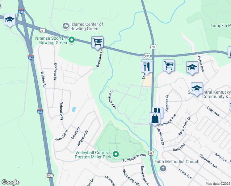 map of restaurants, bars, coffee shops, grocery stores, and more near 314 Audley Avenue in Bowling Green