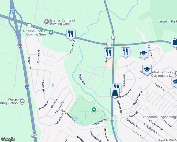 map of restaurants, bars, coffee shops, grocery stores, and more near 2651 Thames Valley Close Ct in Bowling Green