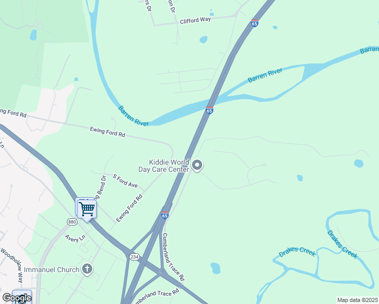 map of restaurants, bars, coffee shops, grocery stores, and more near Interstate 65 in Bowling Green