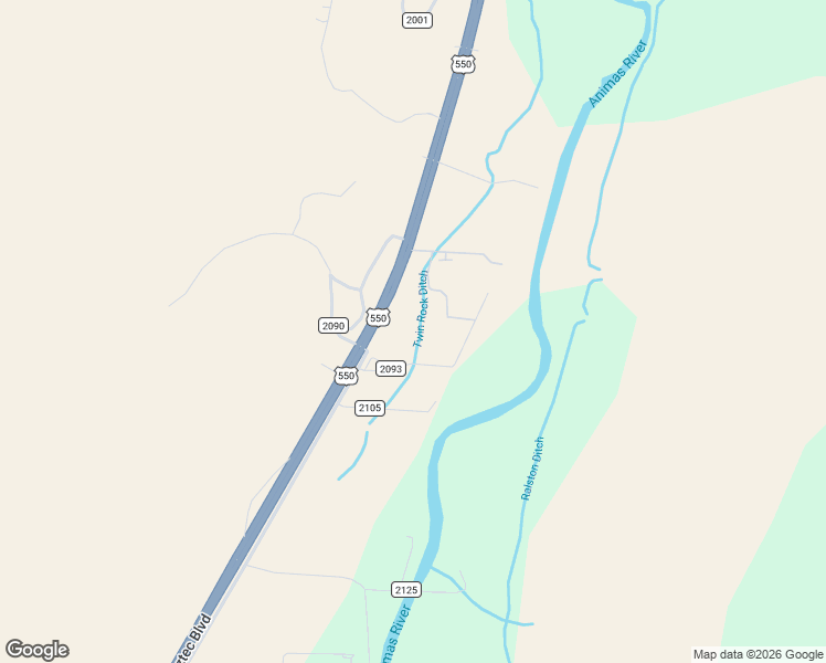 map of restaurants, bars, coffee shops, grocery stores, and more near 166 Road 2105 in Aztec