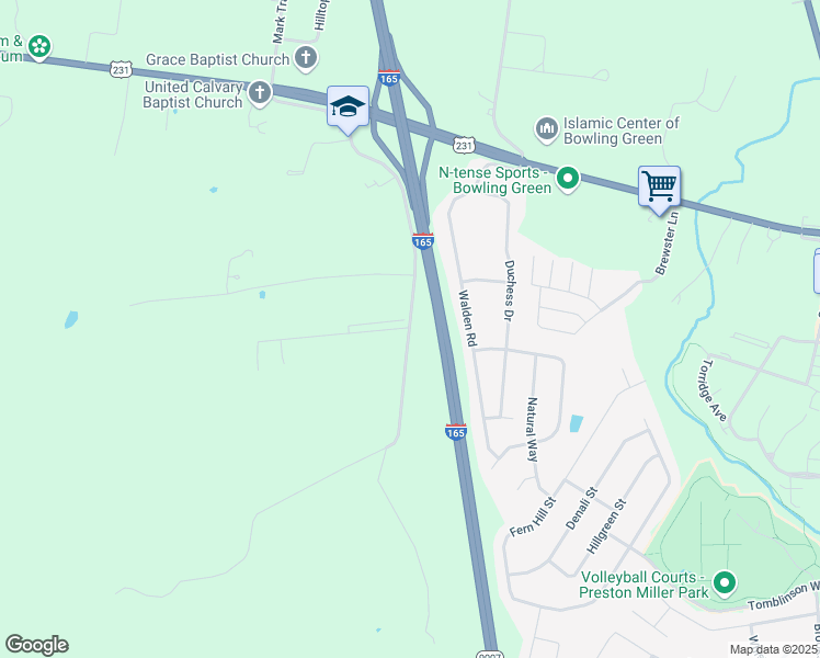 map of restaurants, bars, coffee shops, grocery stores, and more near 800 Brookwood Drive in Bowling Green