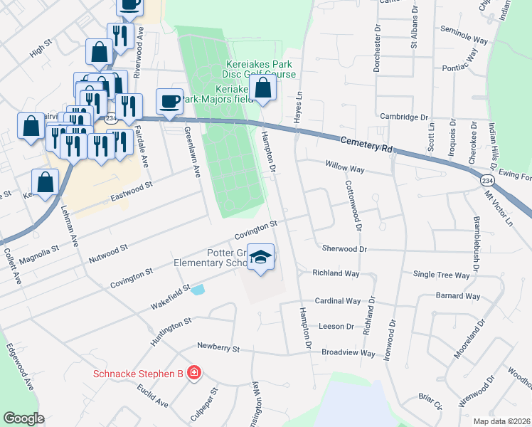 map of restaurants, bars, coffee shops, grocery stores, and more near 609 Covington Street in Bowling Green